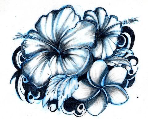 black and white flower tattoos. men flower tattoo.