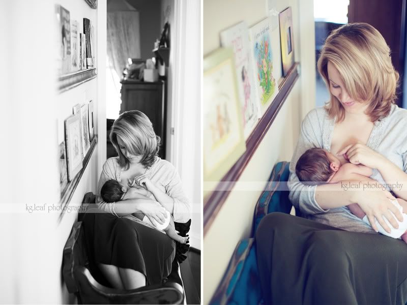 kg.leaf photography newborn and mom in reading corner