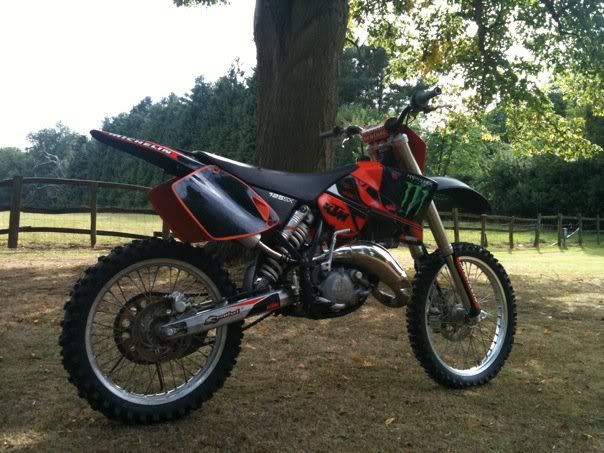 Nice clean example of a KTM sx125 Monster Energy Graphics VHM Cylinder Head