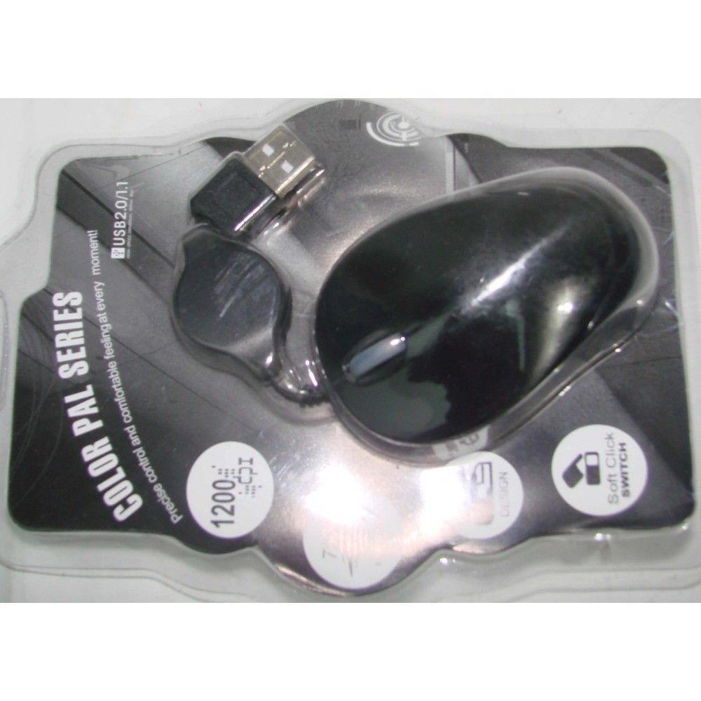 Black Mini Retractable USB Optical Scroll Wheel Mouse