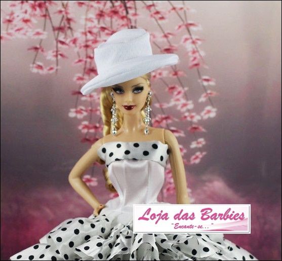 Chapéu Para Boneca Barbie * Modelo Gala (Branco) por R$21,90